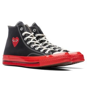 ❤️CONVERSE X COMME DES GARCONS PLAY ALL STAR CHUCK '70 HI RED SOLE - BLACK❤️